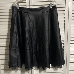 Rebel Wilson X Angels Women's Plus Size A-line Pleather Skirt W/Lace